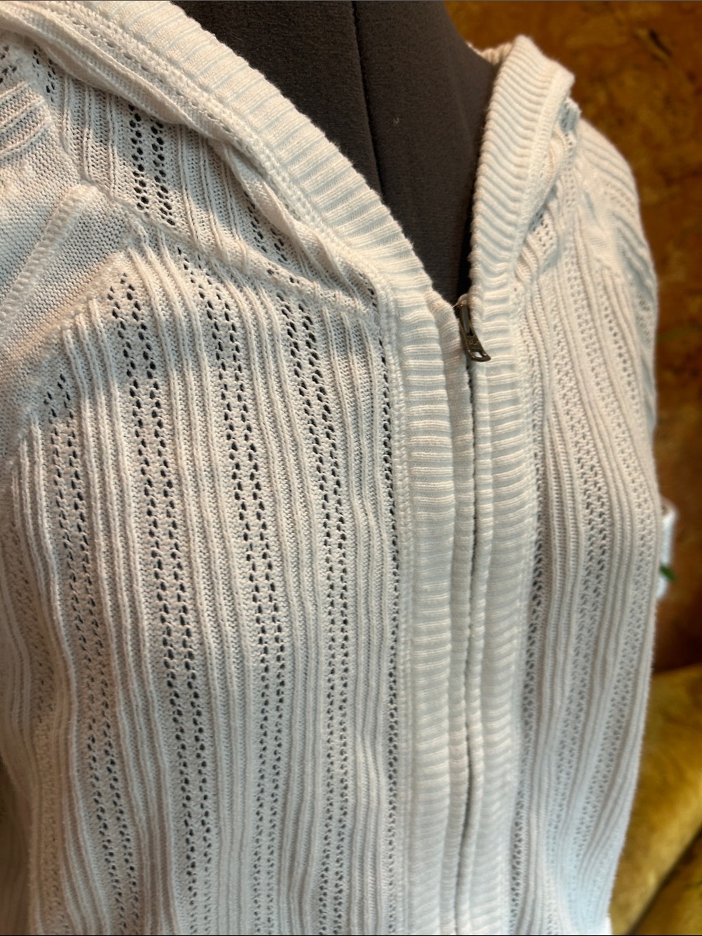 Eddie Bauer White Hooded Zip-Front Knit Swim Cover-Up ✨💯%Cotton✨EUC✨ - Picture 4 of 8